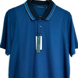 Perry Ellis Men’s Polo Short Sleeve Collared Golf Shirt Size M NWT Dark Sapphire